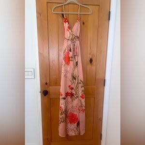 Lulus Spaghetti Strap Pink Floral Maxi Dress
